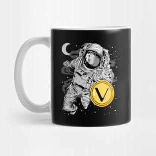 Astronaut Reaching Vechain Crypto VET Coin To The Moon Token Cryptocurrency Wallet Birthday Gift For Men Women Kids Mug